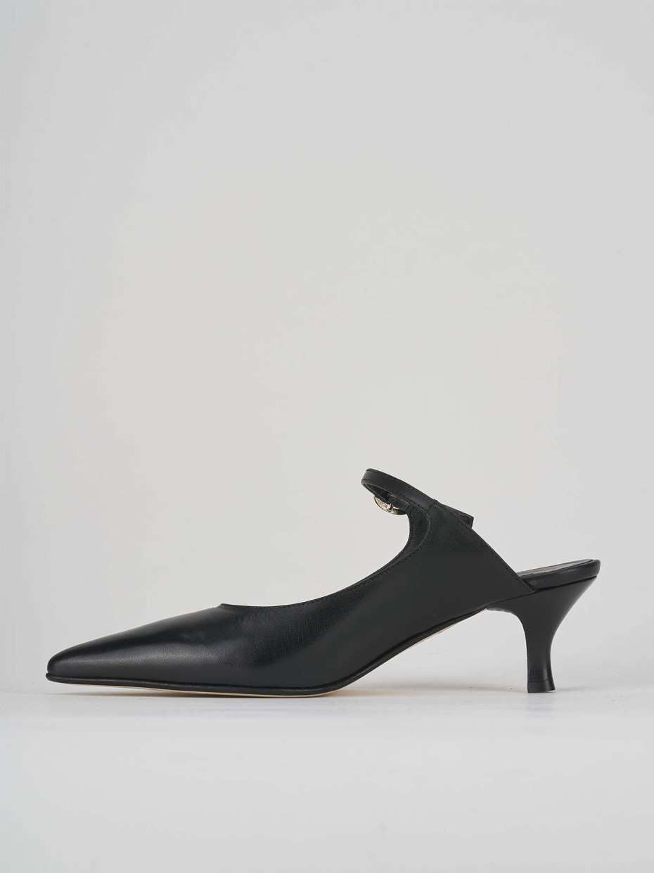 Zuecos con tacón tacón 5 cm negro cuero