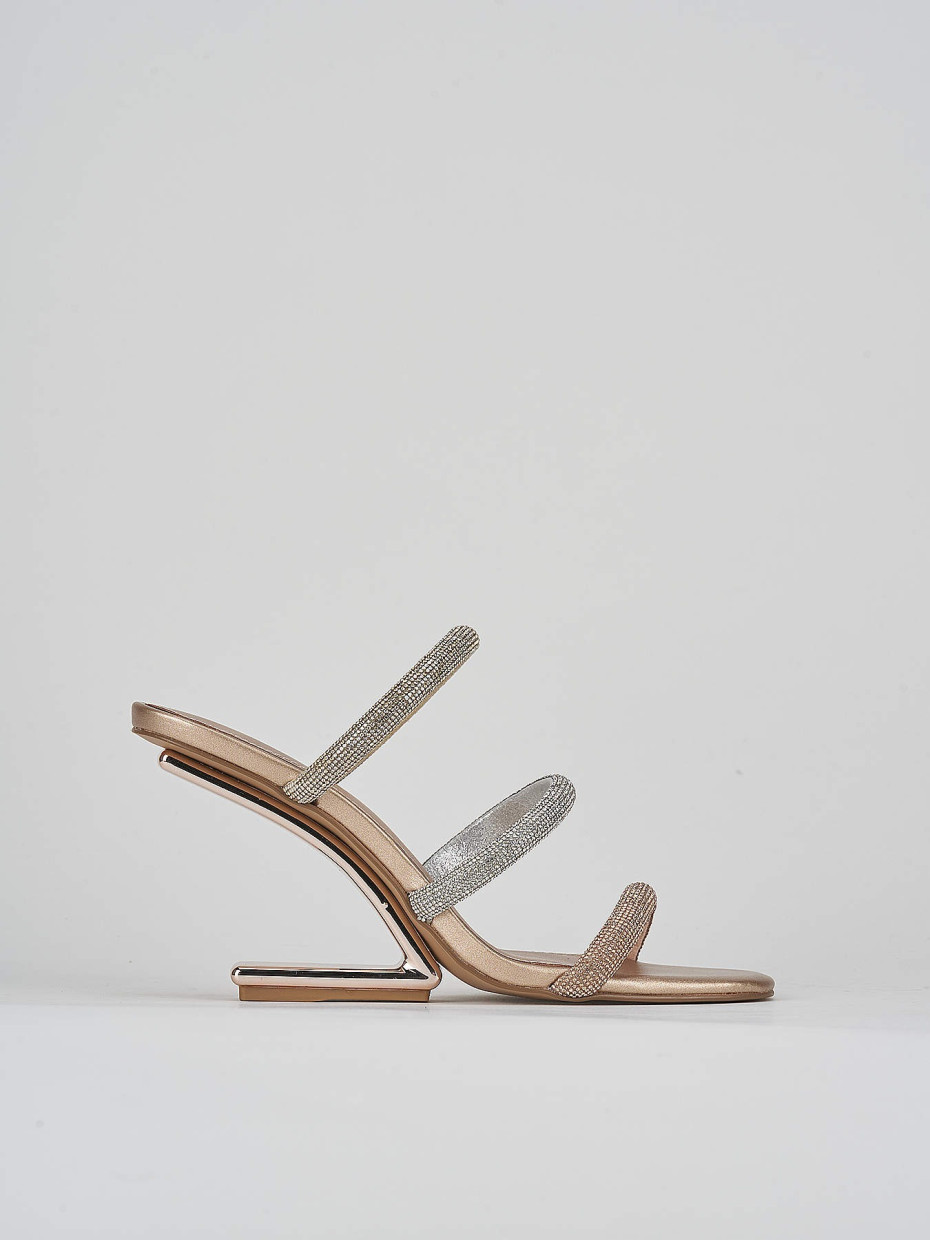 Mules tacón 9 cm rosa cuero