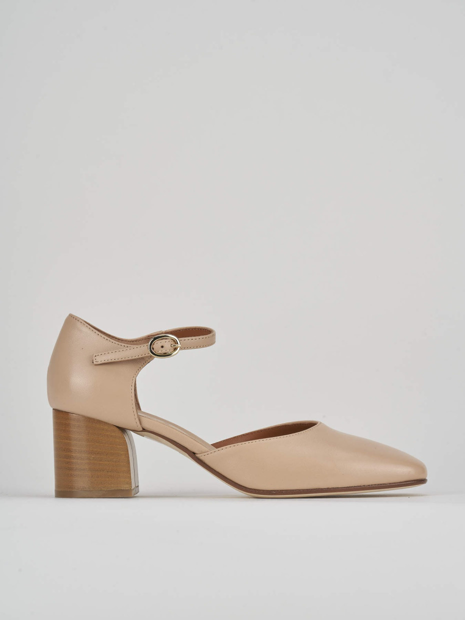 Zapatos de salón tacón 7 cm beis cuero
