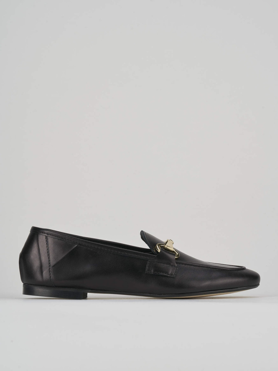 Mocasines tacón 1 cm negro cuero