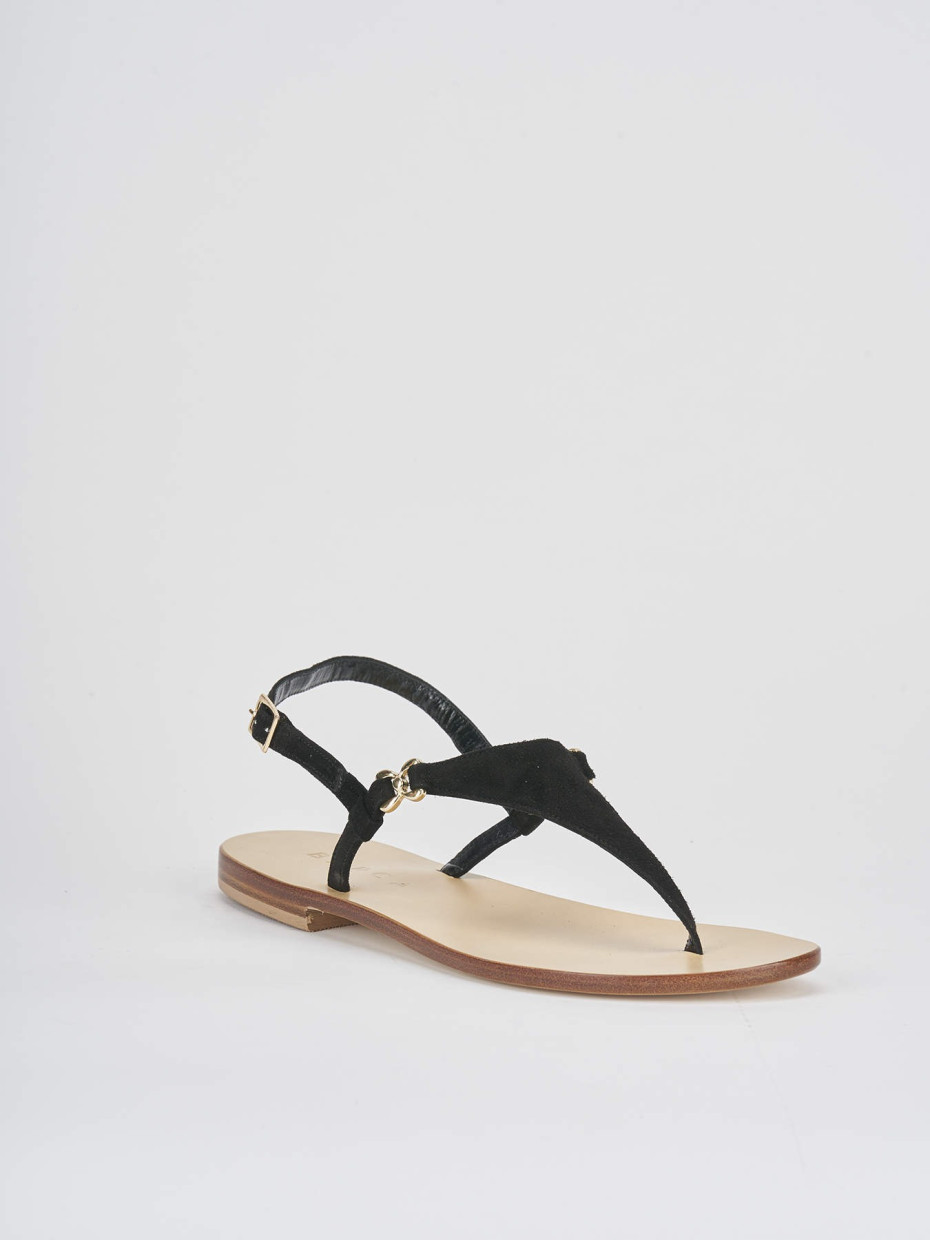 Sandalias de tacón bajo tacón 1 cm negro ante