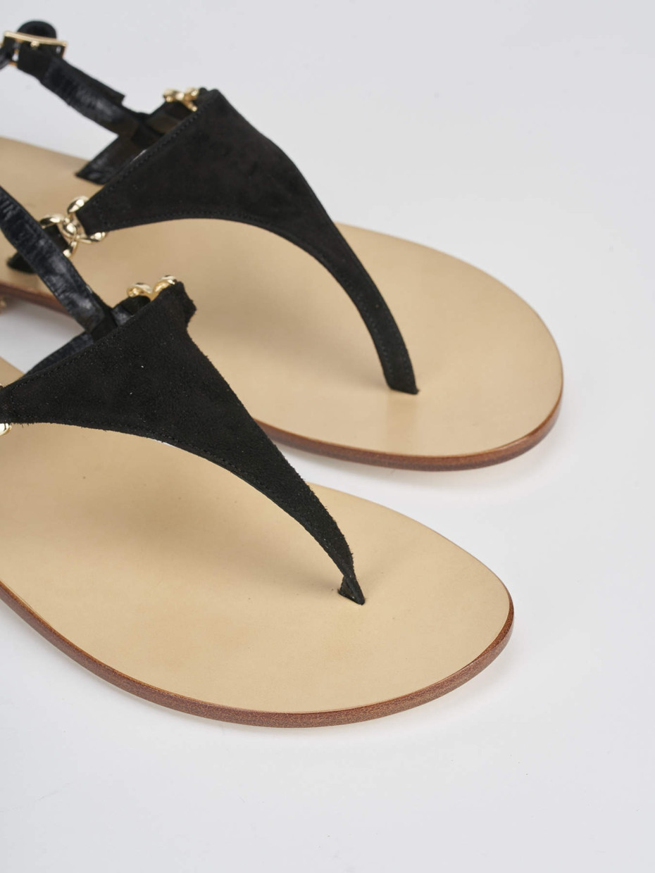 Sandalias de tacón bajo tacón 1 cm negro ante