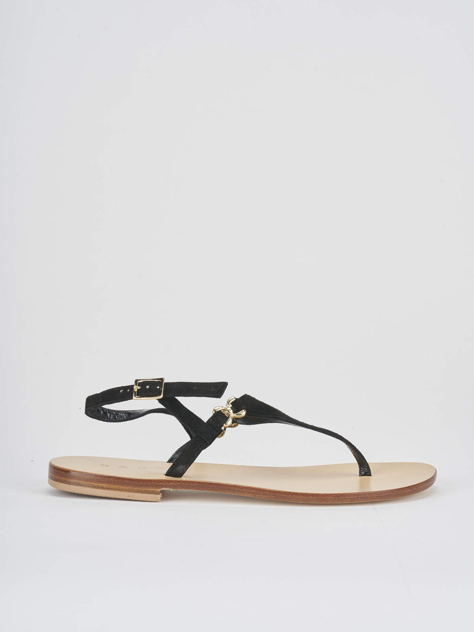 Sandalias de tacón bajo tacón 1 cm negro ante