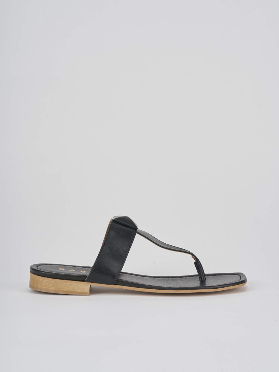 Mules tacón 1 cm negro cuero