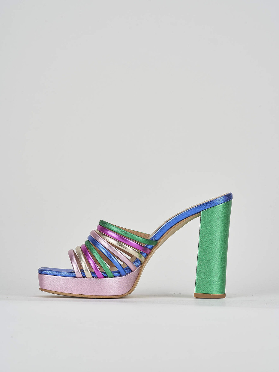 Mules tacón 10 cm multicolor cuero