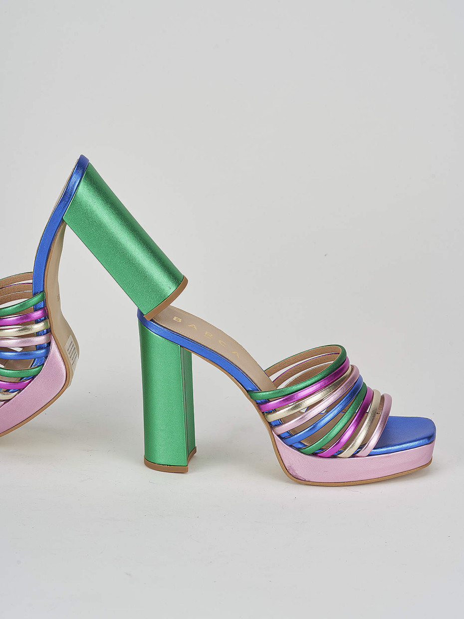 Mules tacón 10 cm multicolor cuero