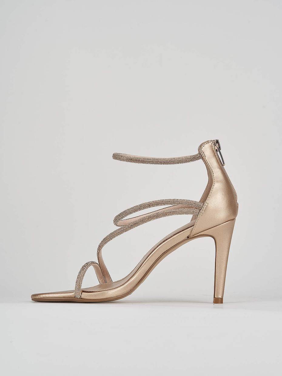 Sandalias de tacón alto tacón 9 cm rosa cuero