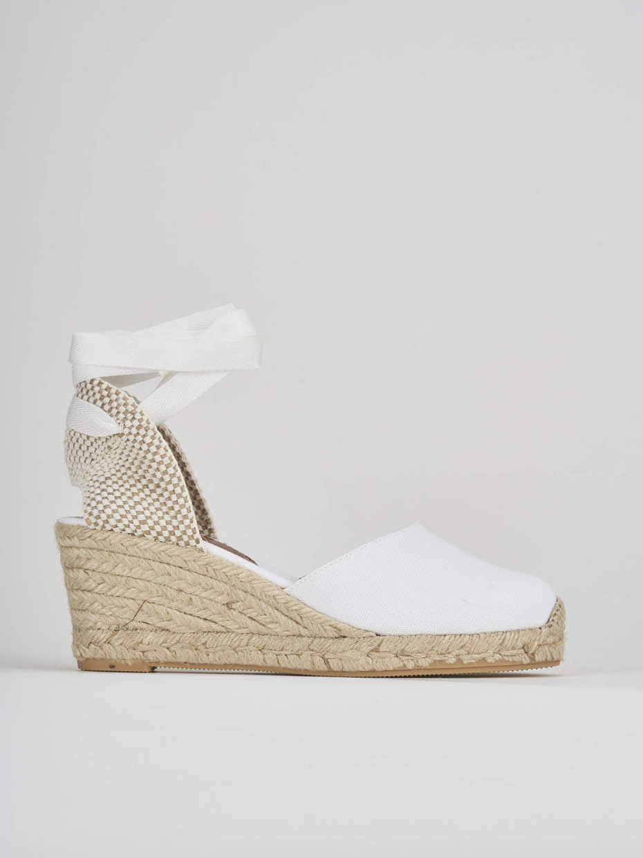 Espadrillas heel 6 cm white fabric