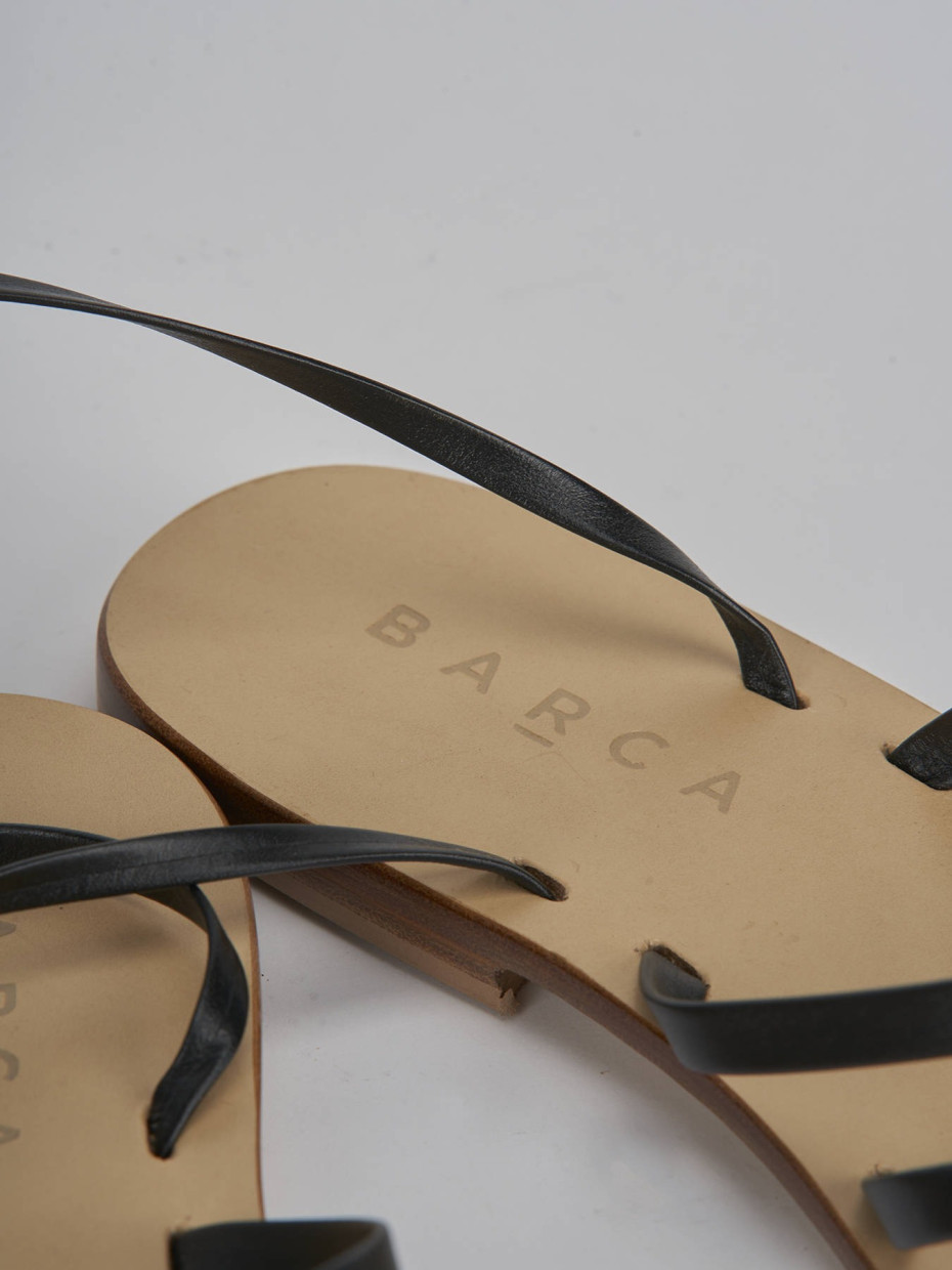 Low heel sandals heel 1 cm black leather