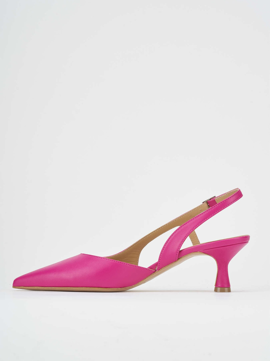 Salones destalonados tacón 5 cm rosa cuero
