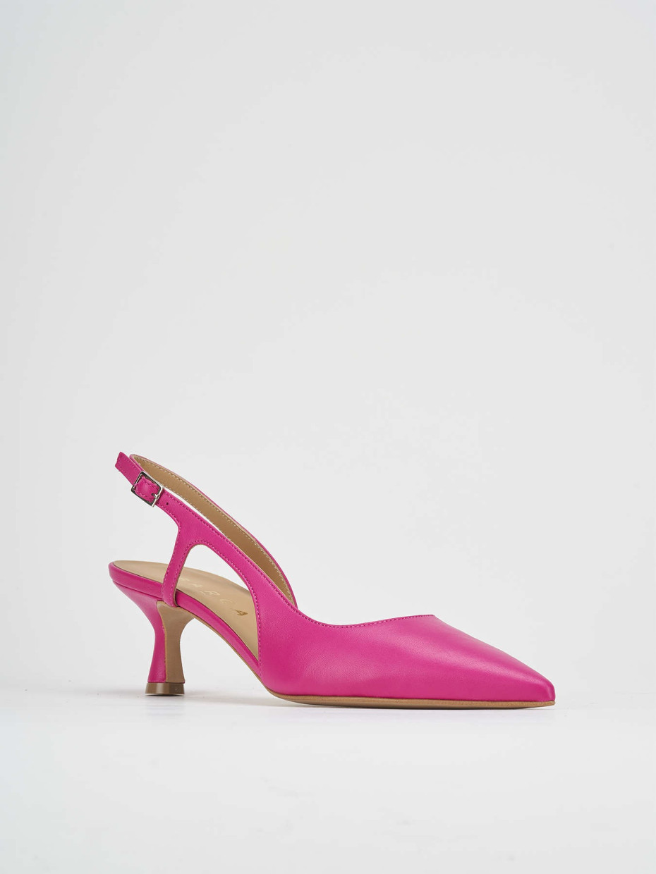 Salones destalonados tacón 5 cm rosa cuero
