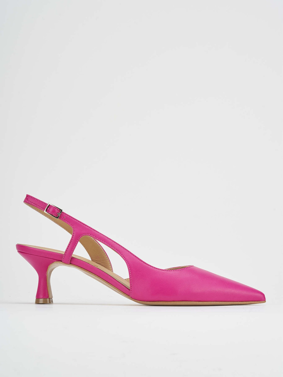 Salones destalonados tacón 5 cm rosa cuero