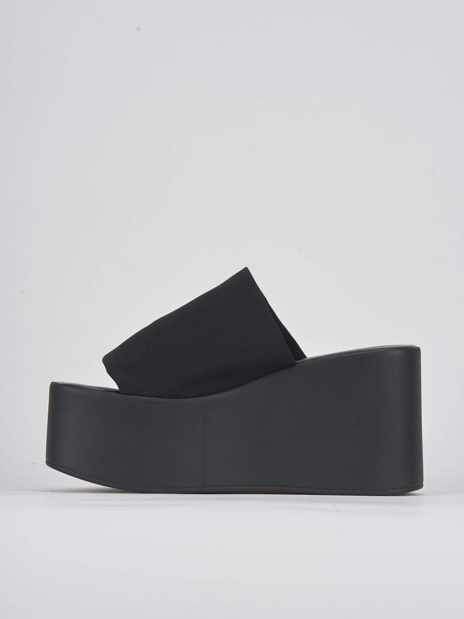 Mules tacón 9 cm negro cuero