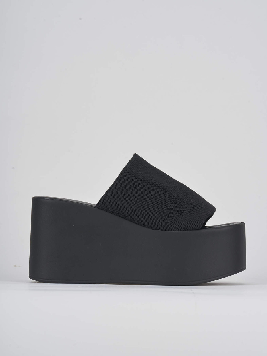 Mules tacón 9 cm negro cuero