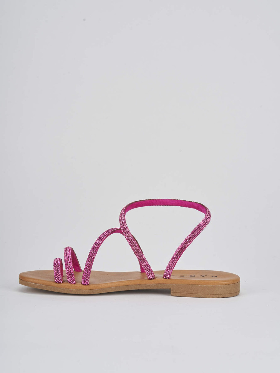 Sandalias de tacón bajo tacón 1 cm rosa cuero