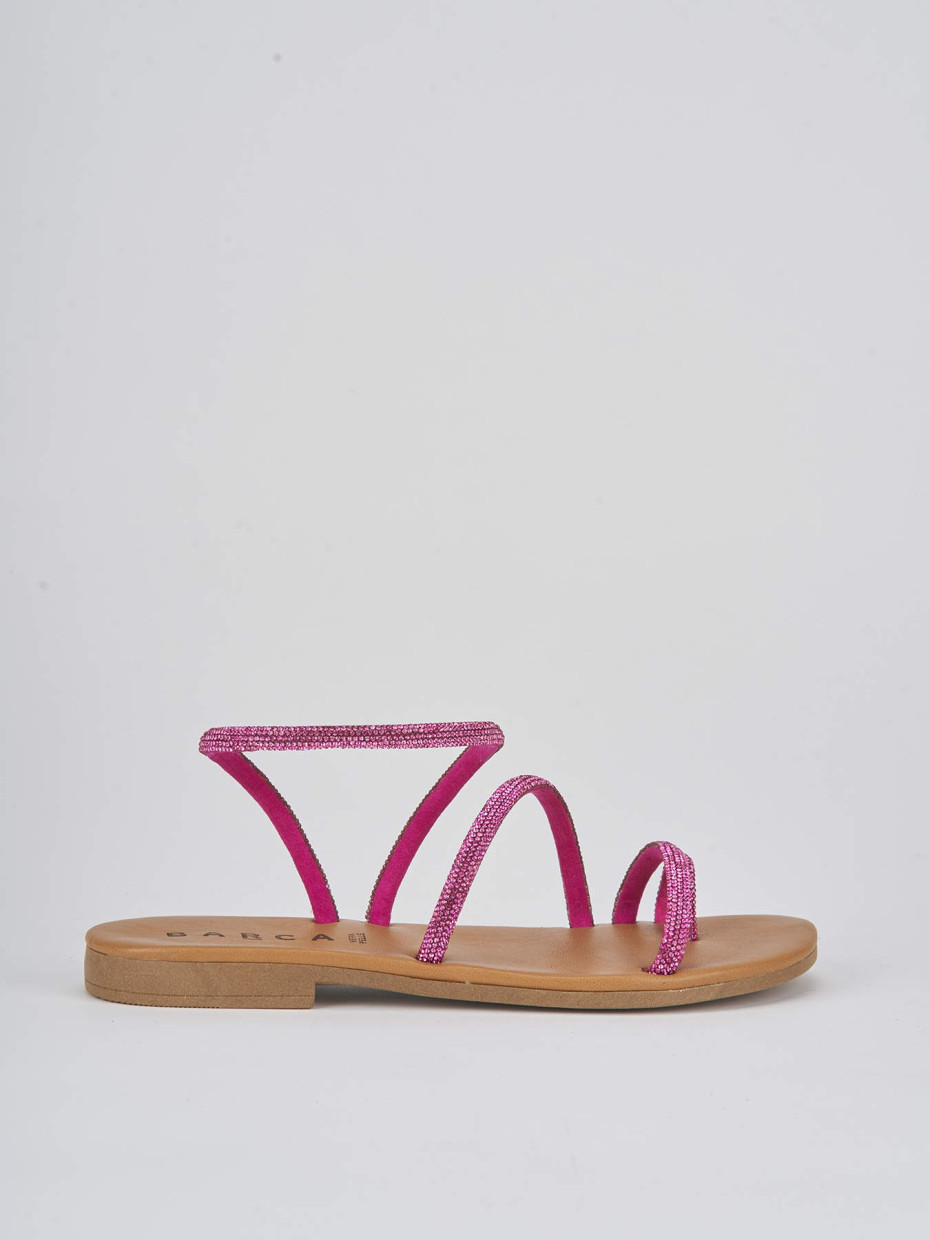 Sandalias de tacón bajo tacón 1 cm rosa cuero