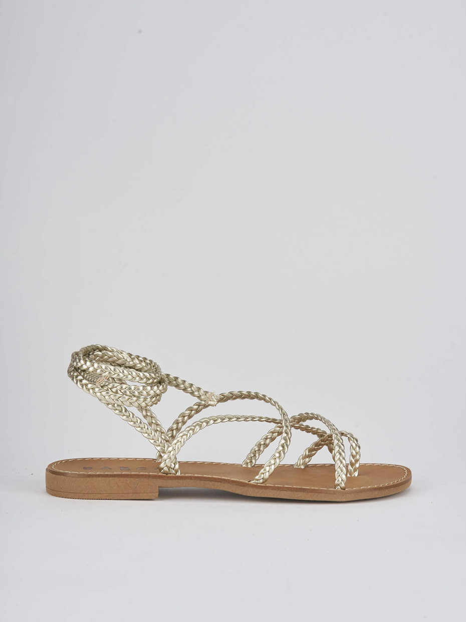 Sandalias de tacón bajo tacón 1 cm oro cuero