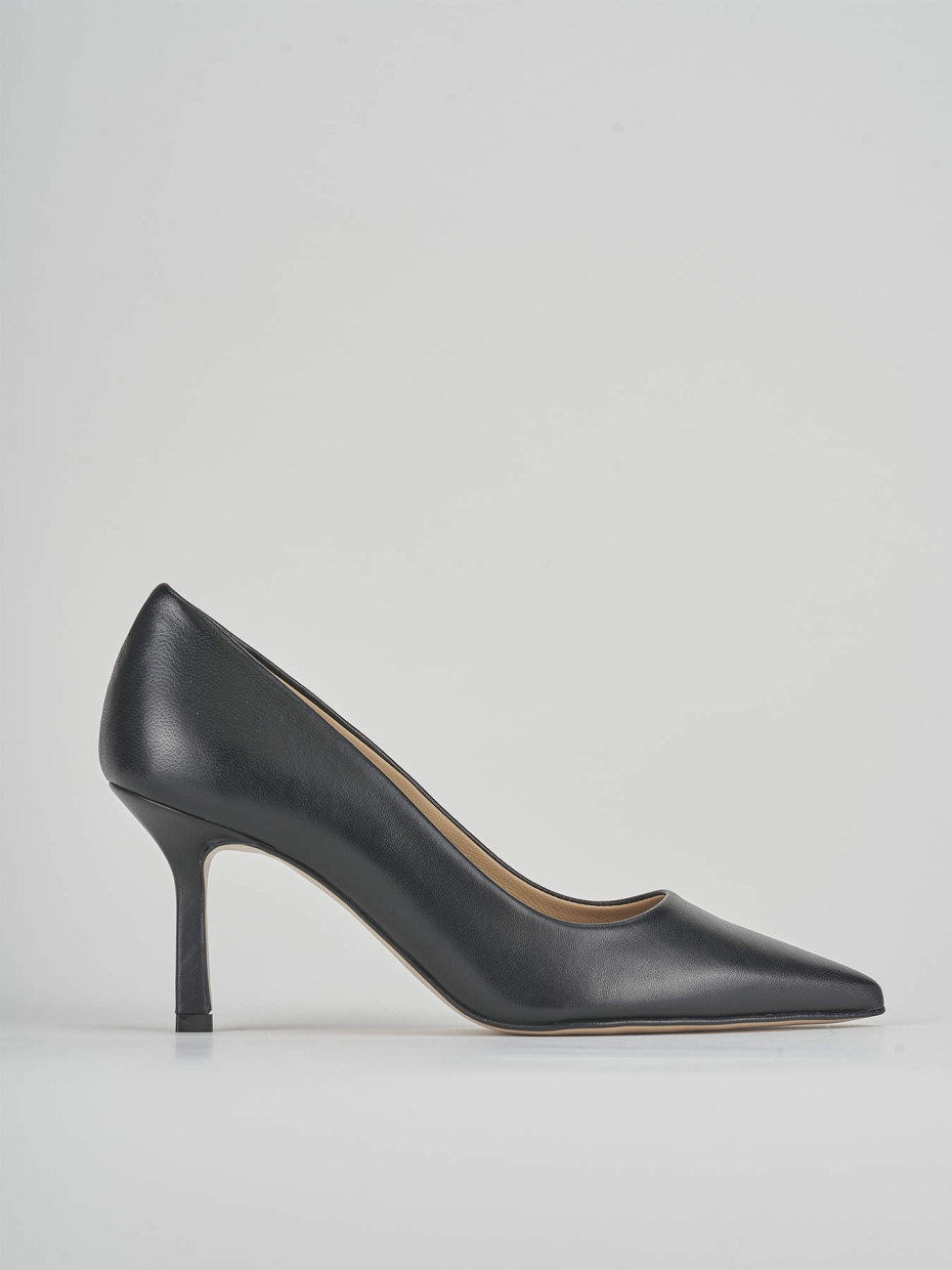 Zapatos de salón tacón 7 cm negro cuero