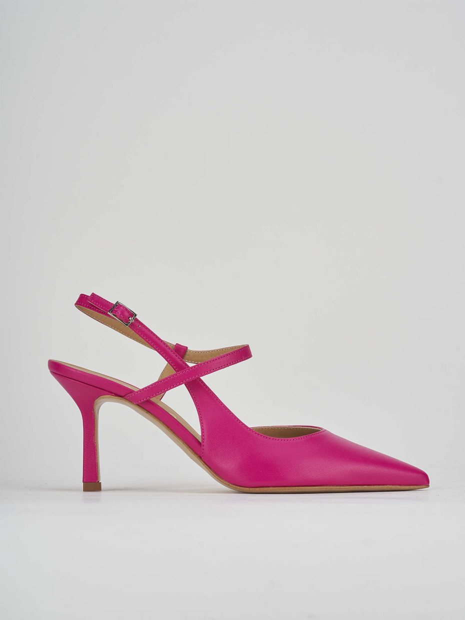 Salones destalonados tacón 7 cm rosa cuero