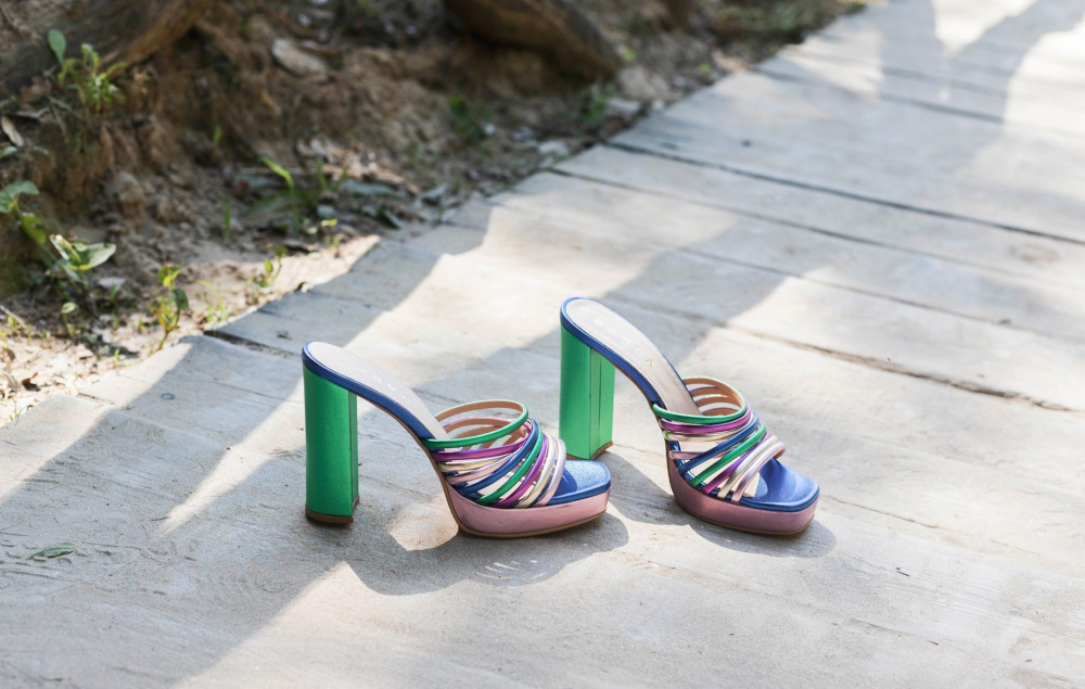 Mules tacón 10 cm multicolor cuero