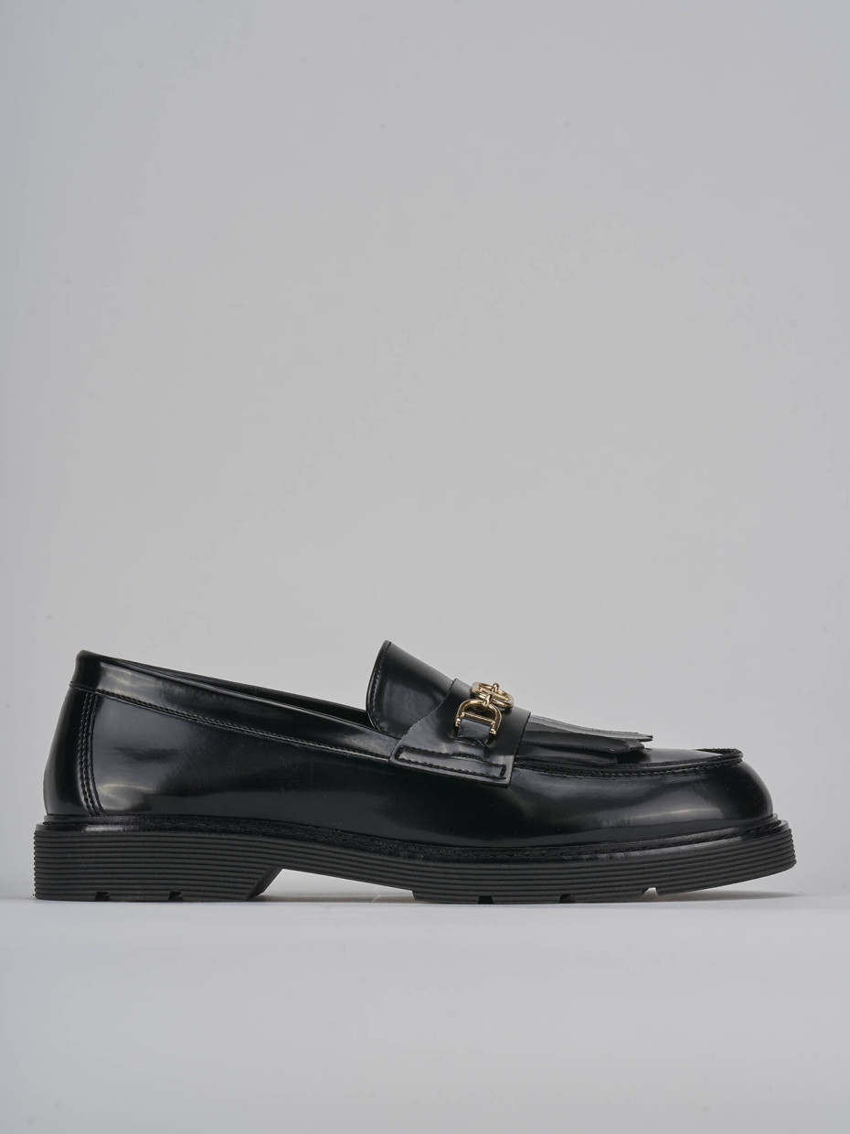 Mocasines tacón 2 cm negro cuero