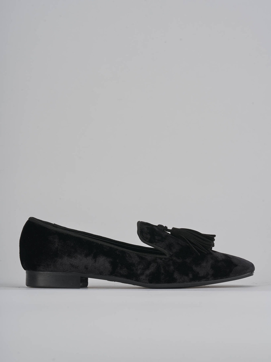 Flat shoes heel 2 cm black velvet