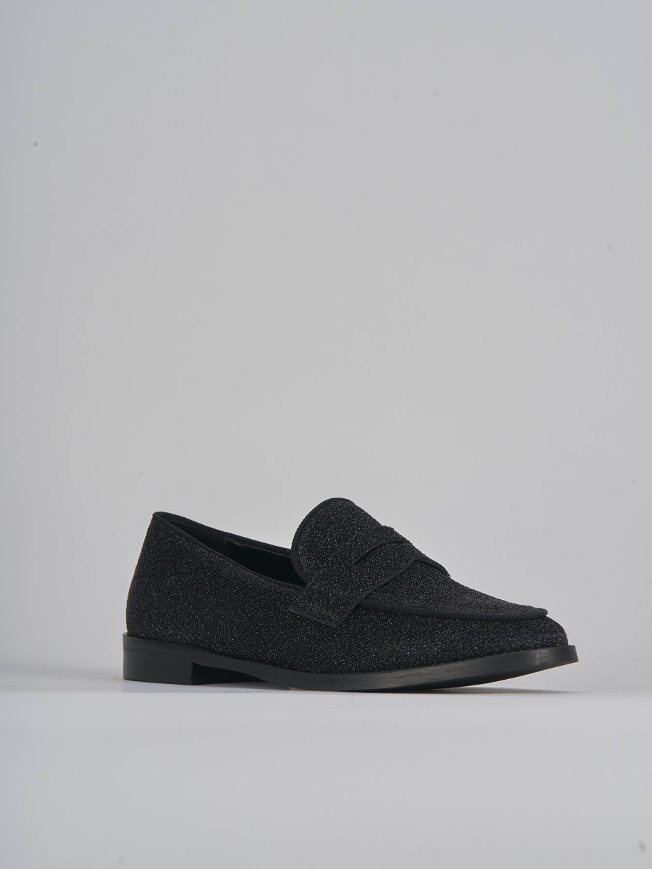Mocasines tacón 2 cm negro cuero