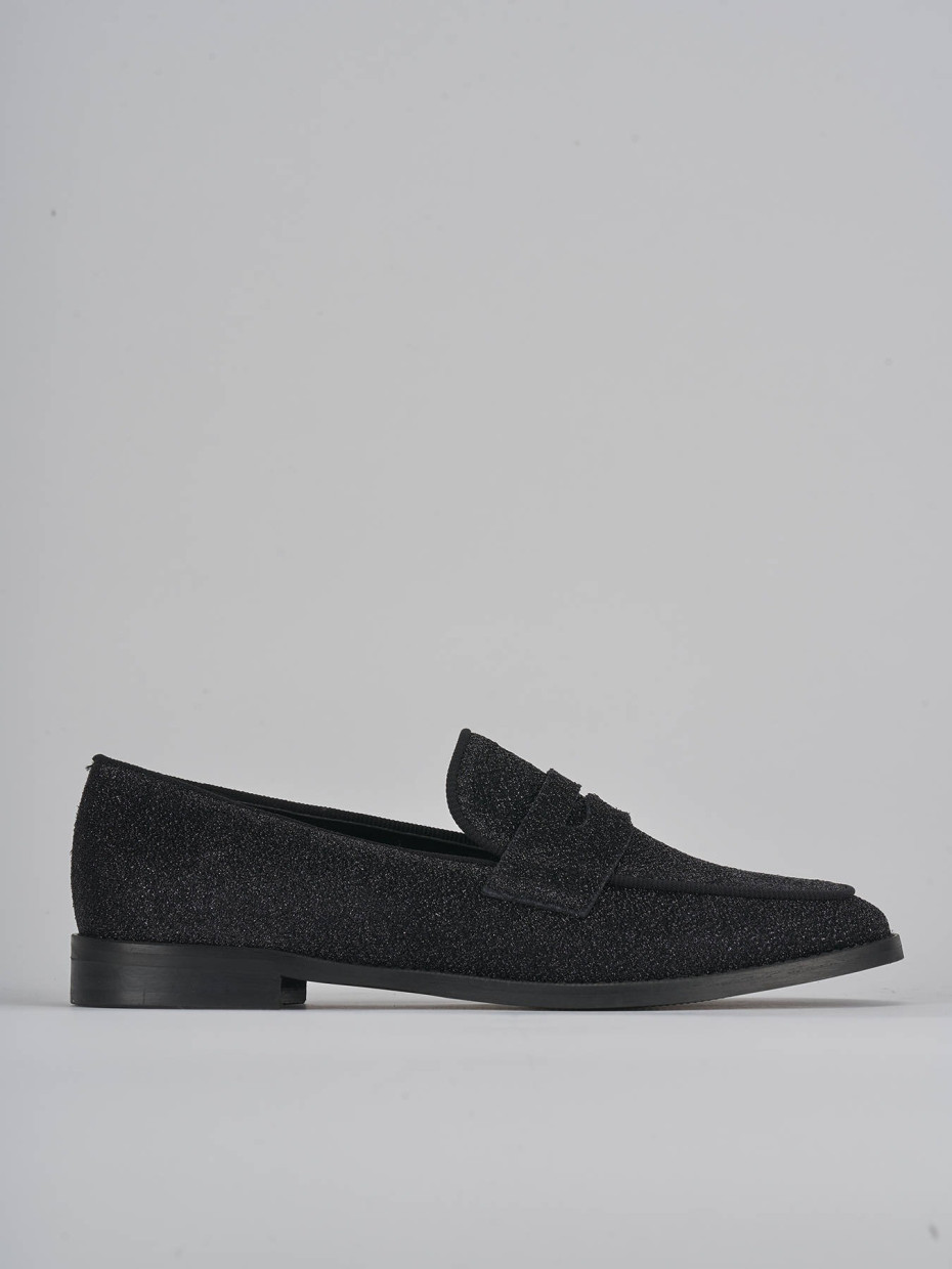 Mocasines tacón 2 cm negro cuero