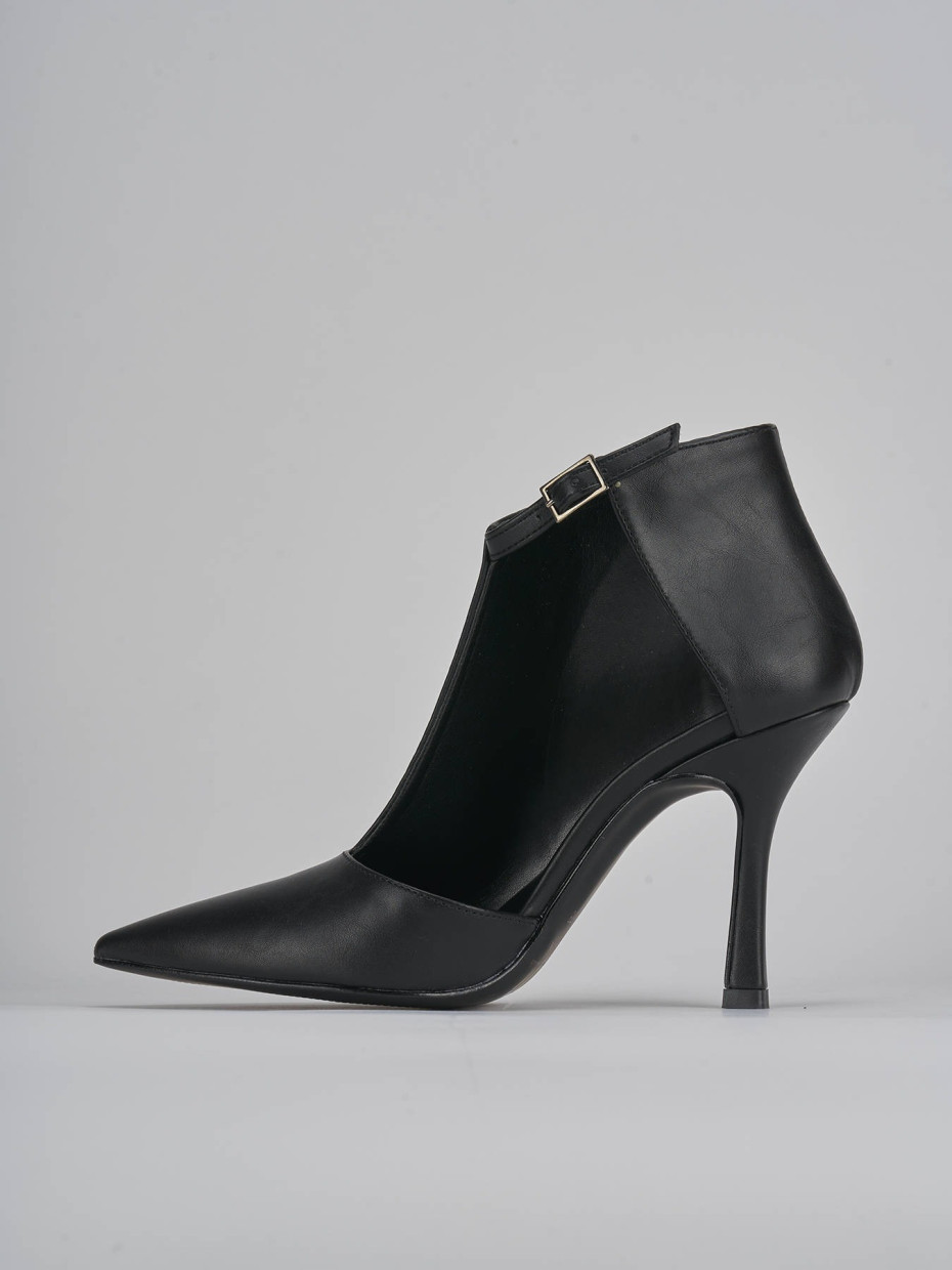 Botines de tacón alto tacón 9 cm negro cuero