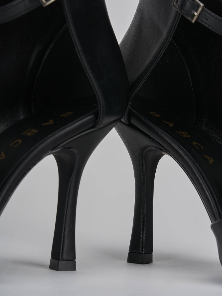 Botines de tacón alto tacón 9 cm negro cuero