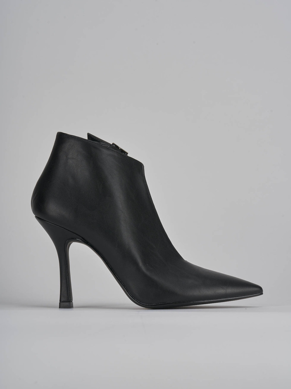 Botines de tacón alto tacón 9 cm negro cuero