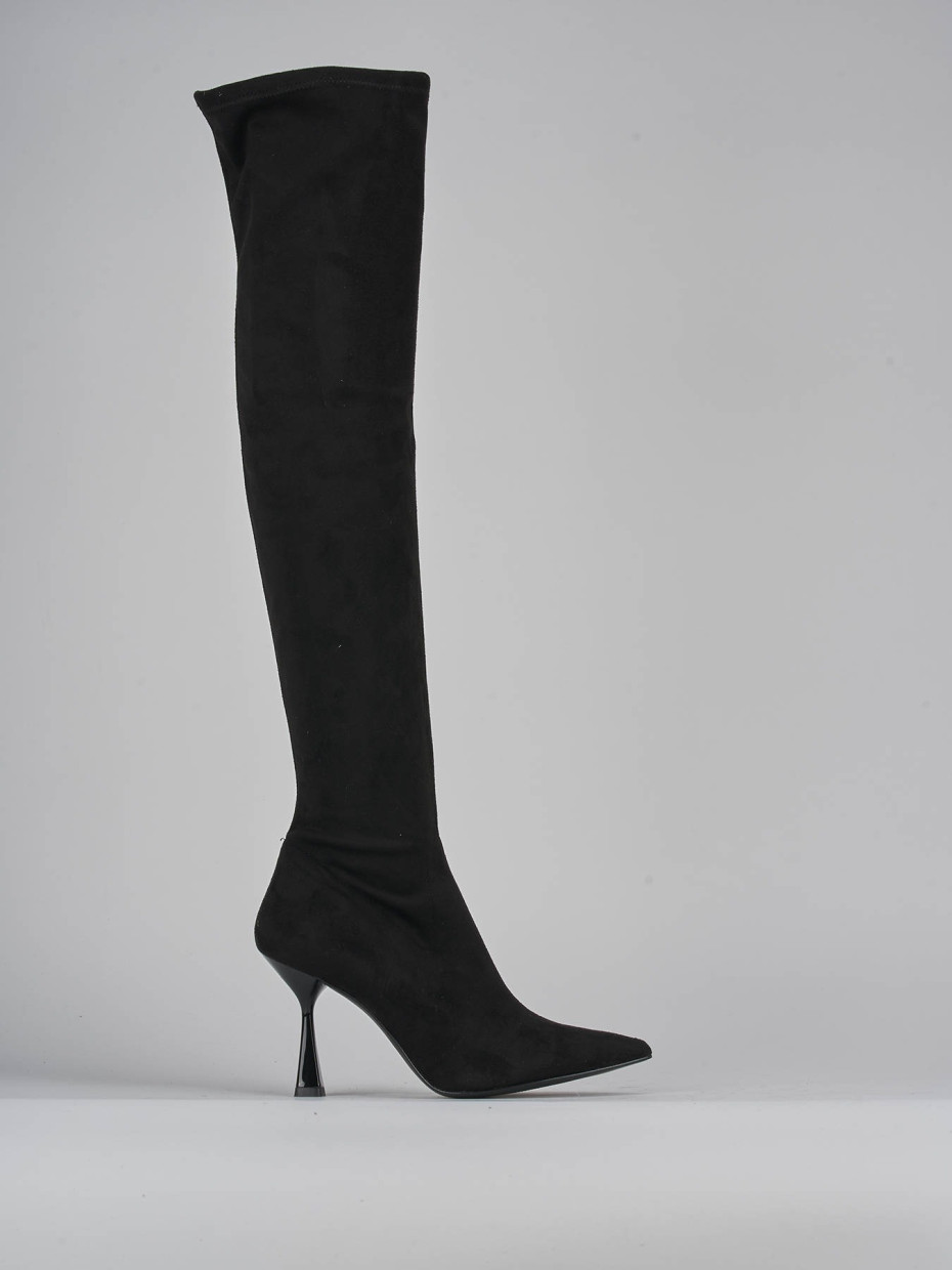 Stivali tacco 9cm camoscio nero