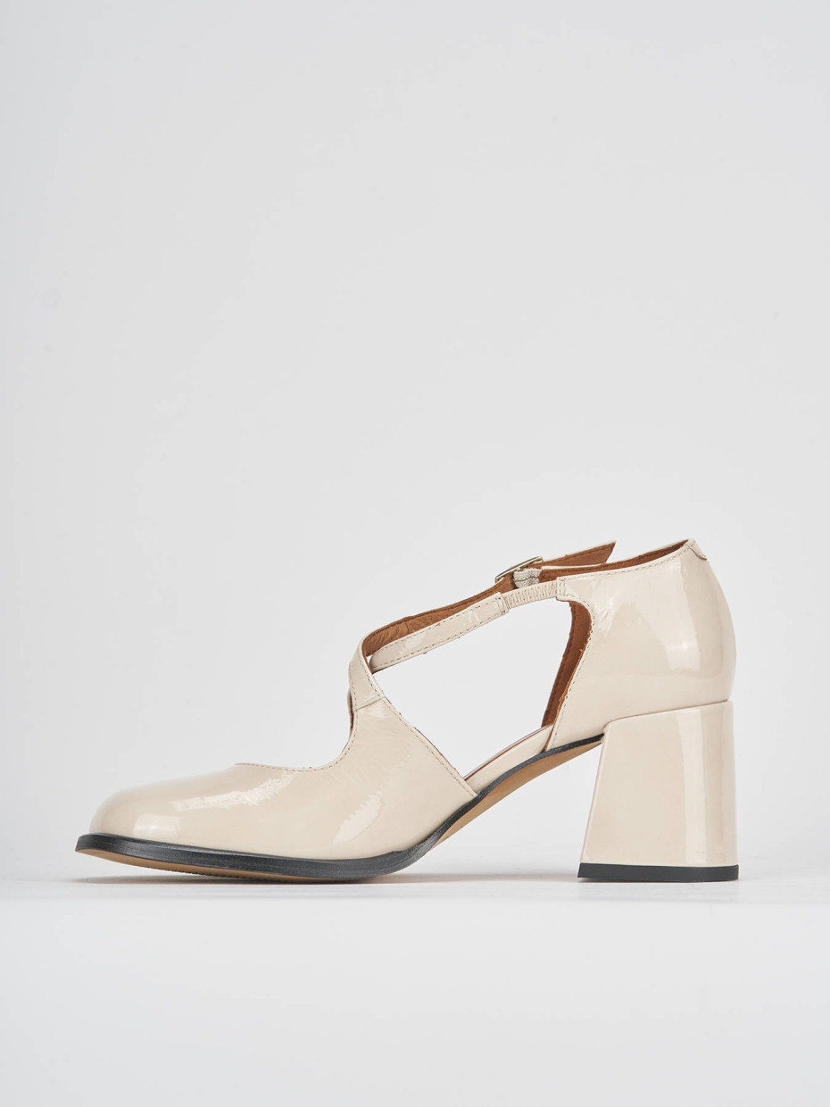 Zapatos de salón tacón 8 cm blanco charol