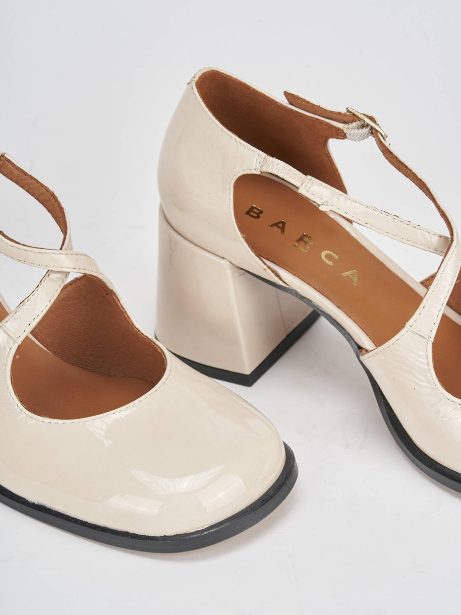 Zapatos de salón tacón 8 cm blanco charol