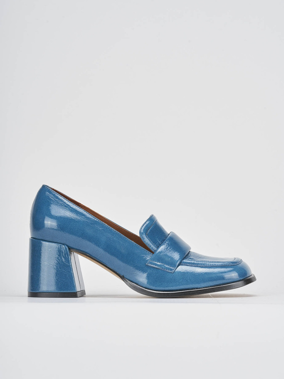Mocasines tacón 8 cm azul charol