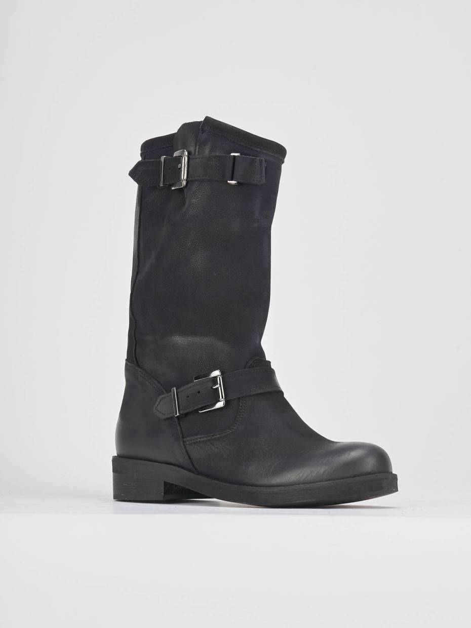 Botas de tacón bajo tacón 3 cm negro nobuk
