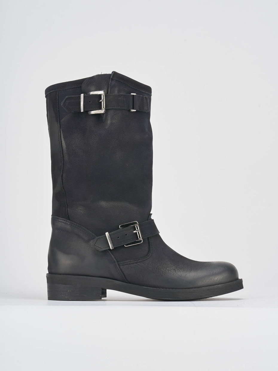 Botas de tacón bajo tacón 3 cm negro nobuk