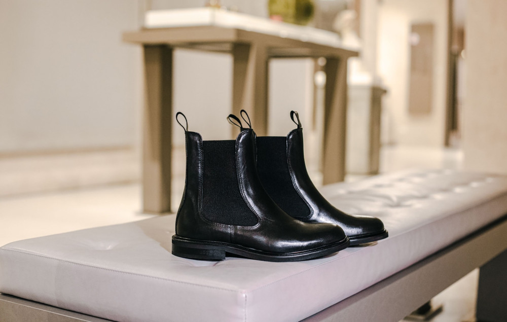 Botines de tacón bajo tacón 1 cm negro cuero