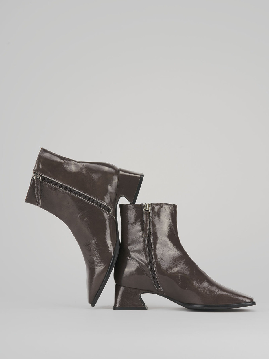 Botines de tacón alto tacón 5 cm gris cuero