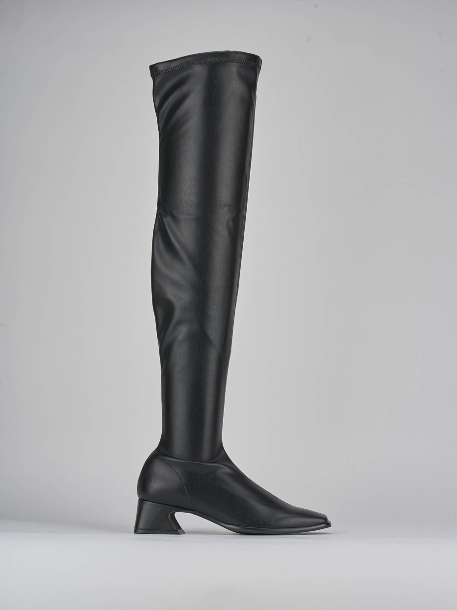 High heel boots heel 5 cm black leather