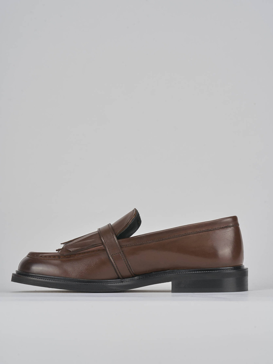 Mocasines tacón 1 cm marrón cuero