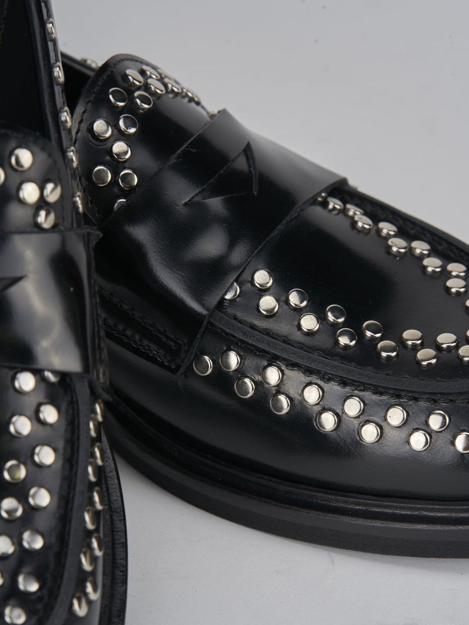 Mocasines tacón 1 cm negro cuero