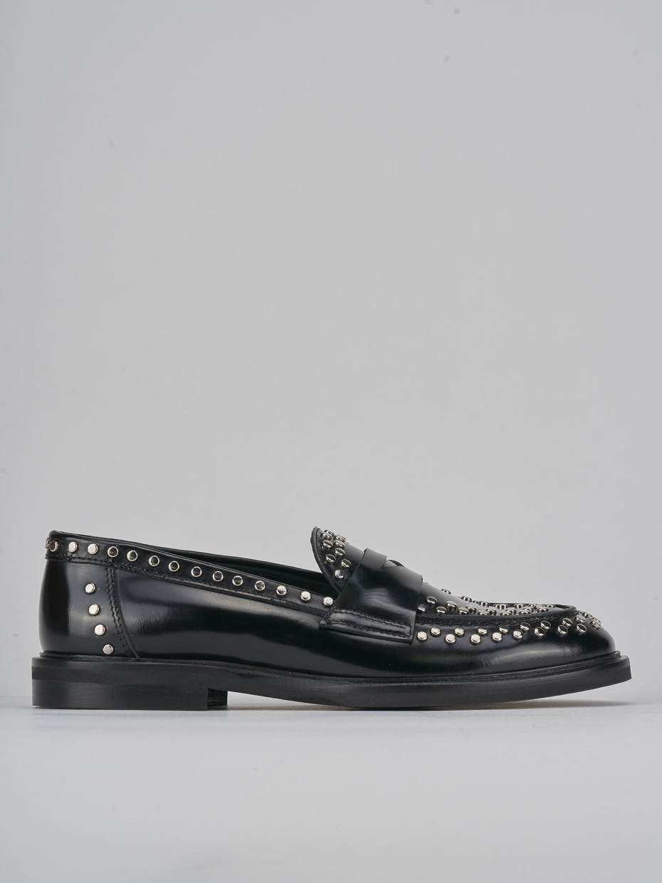 Mocasines tacón 1 cm negro cuero