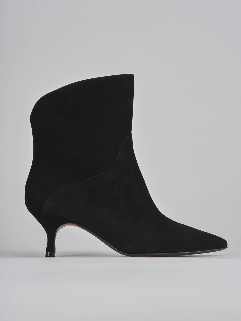 Stivaletti tacco 5cm camoscio nero