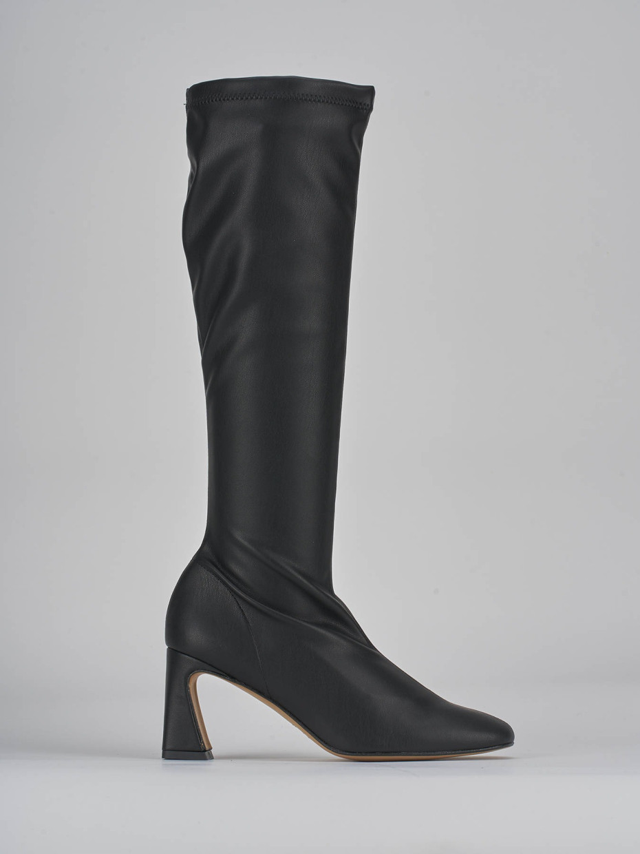 Botas de tacón alto tacón 9 cm negro cuero