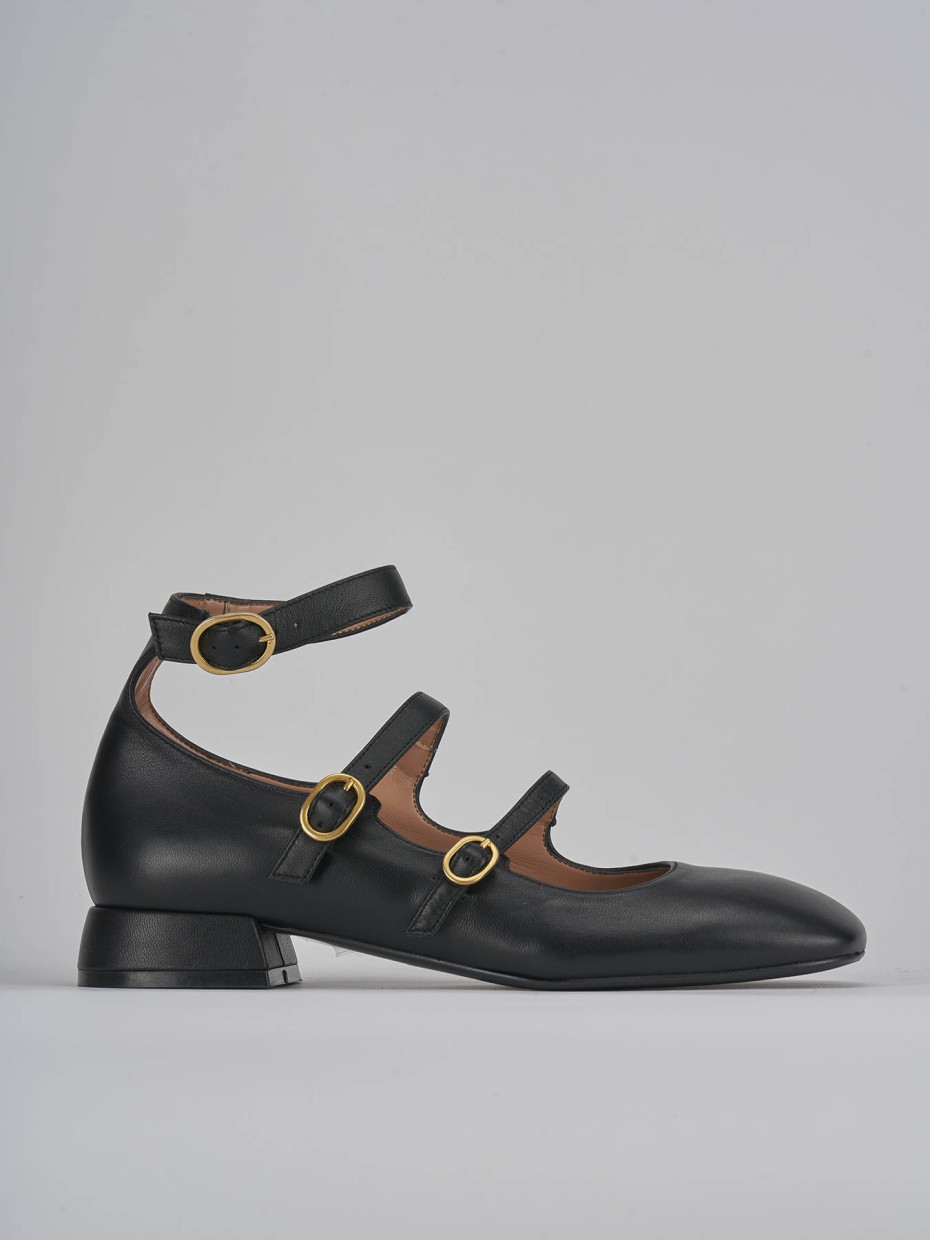 Zapatos de salón tacón 3 cm negro cuero