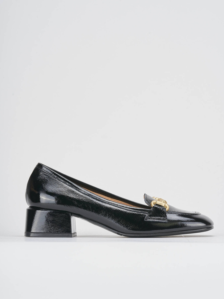 Mocasines tacón 3 cm negro charol