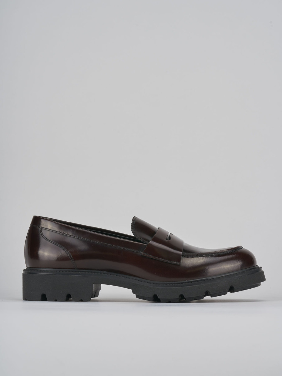Mocasines tacón 2 cm marrón oscuro cuero