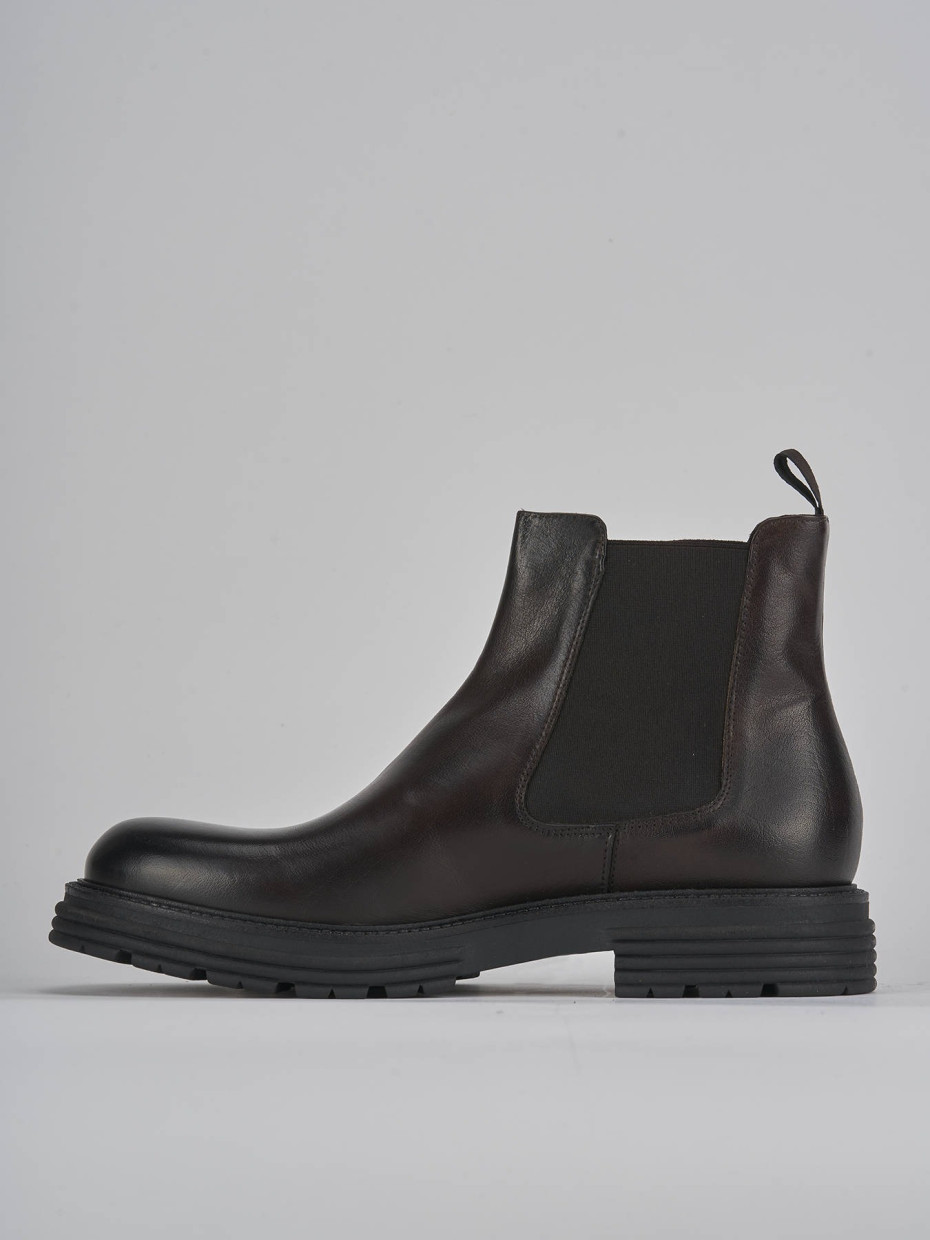 Botines tacón 2 cm marrón oscuro cuero