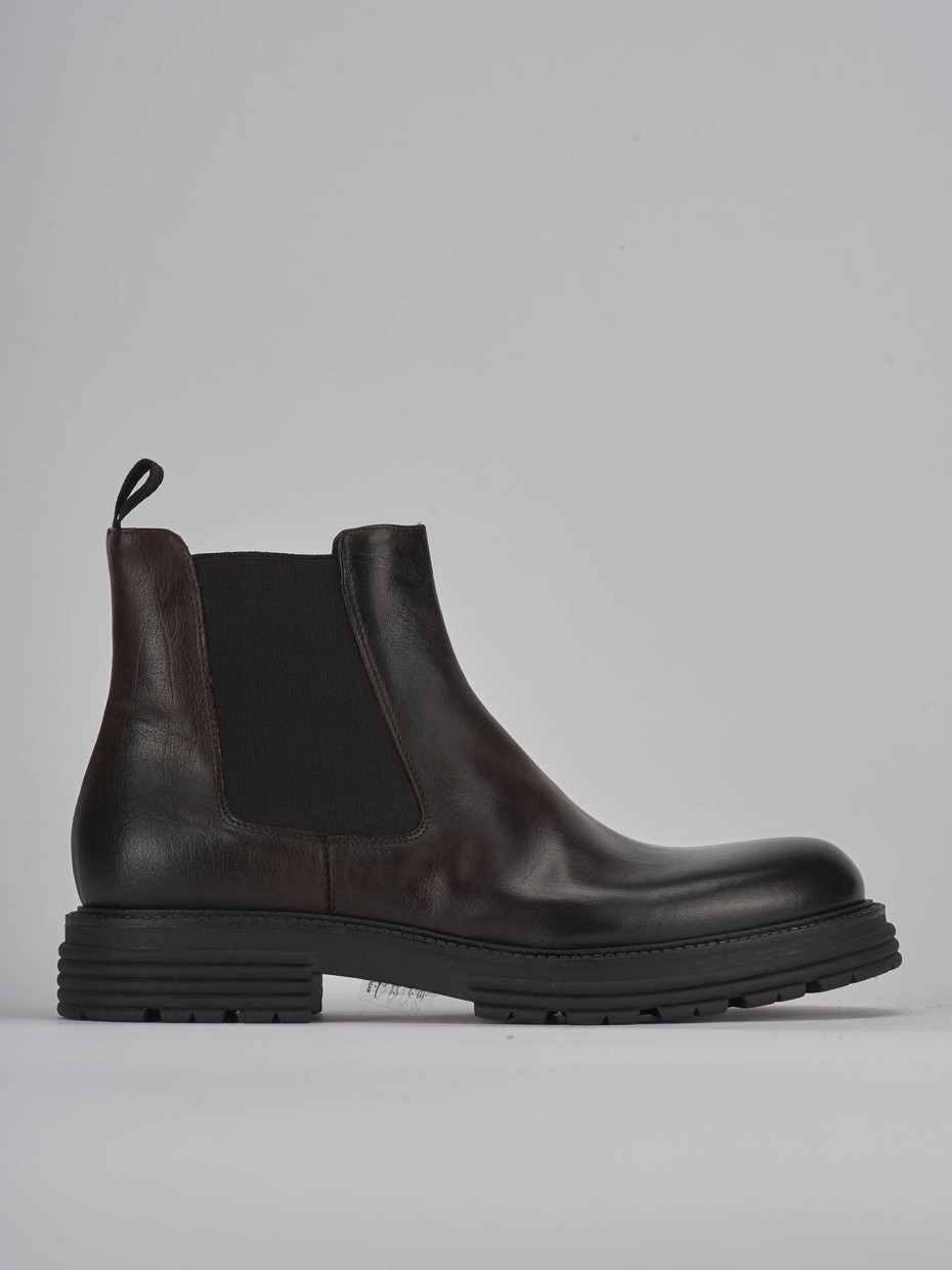 Botines tacón 2 cm marrón oscuro cuero
